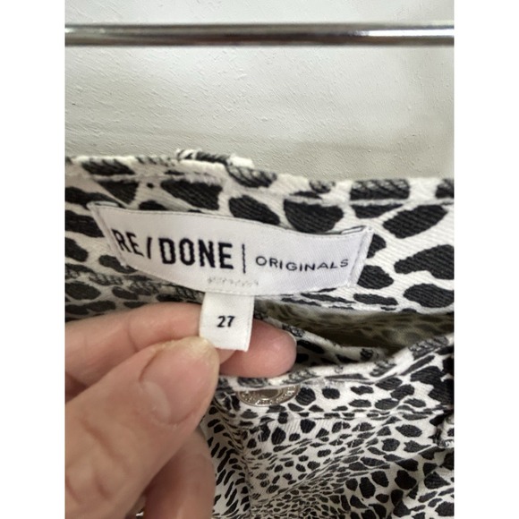 Re/Done Jeans Womens 27 Rise Ankle Crop Denim animal Print , White/black Color - Picture 2 of 11